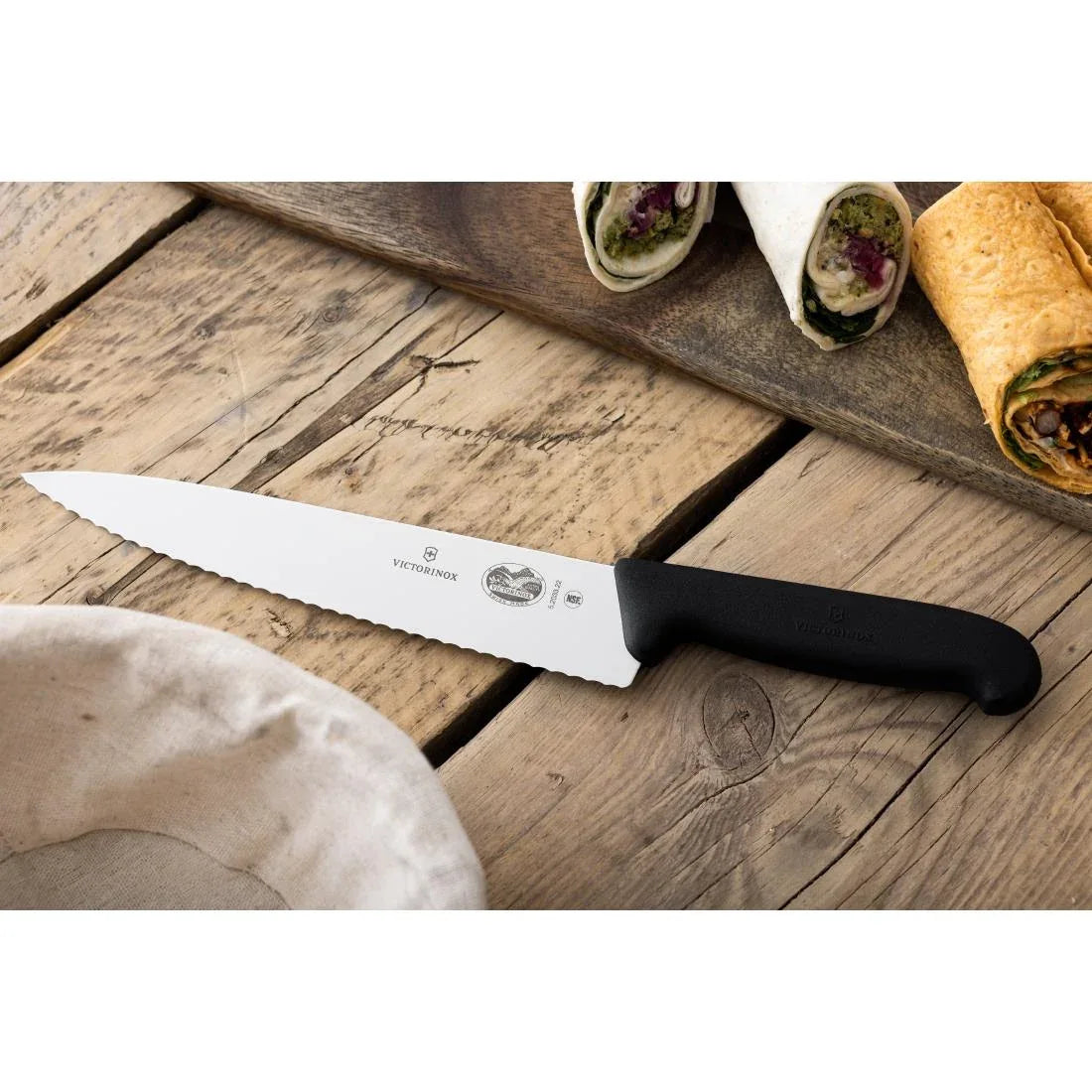 CC266 Victorinox Fibrox Serrated Carving Knife 22cm - JD Catering Equipment Solutions Ltd