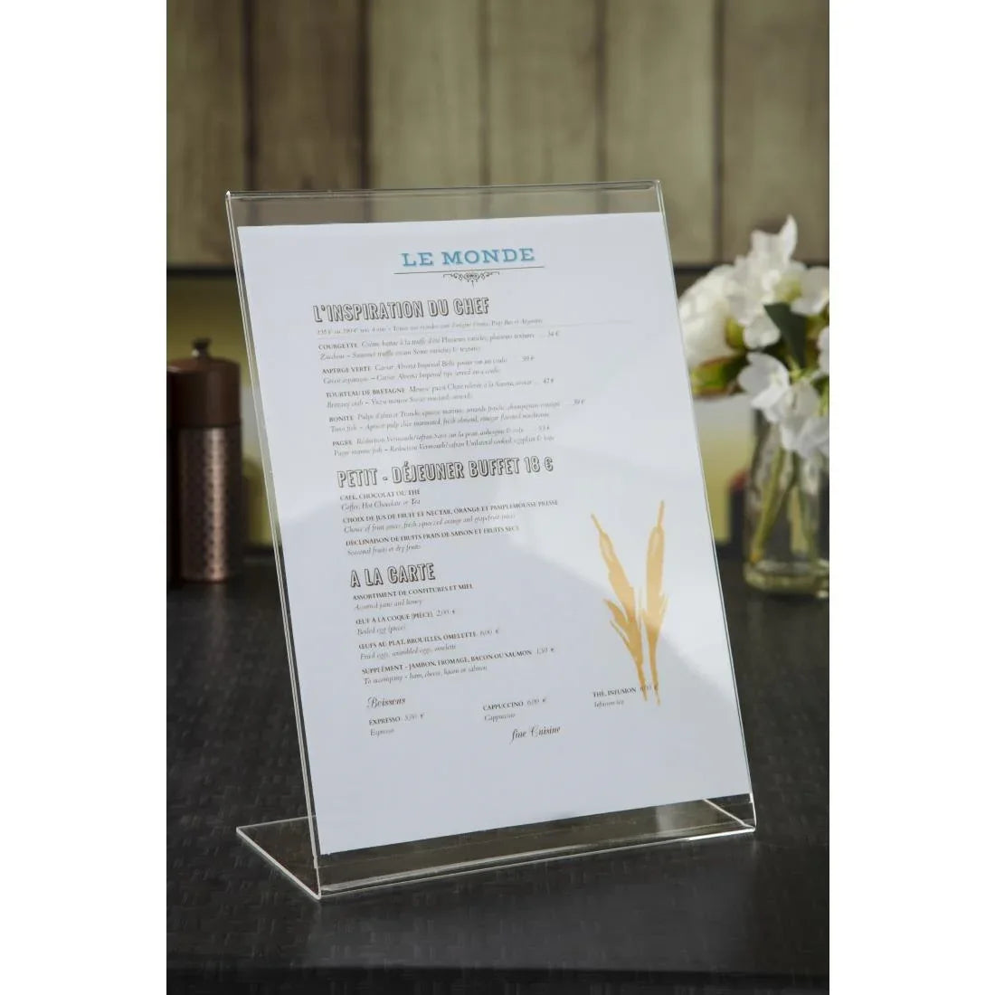 CC445 Slanted Acrylic Menu Holder - JD Catering Equipment Solutions Ltd