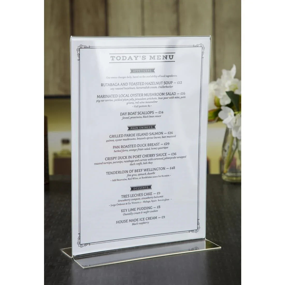 CC447 Upright Acrylic Menu Holder A4 - JD Catering Equipment Solutions Ltd