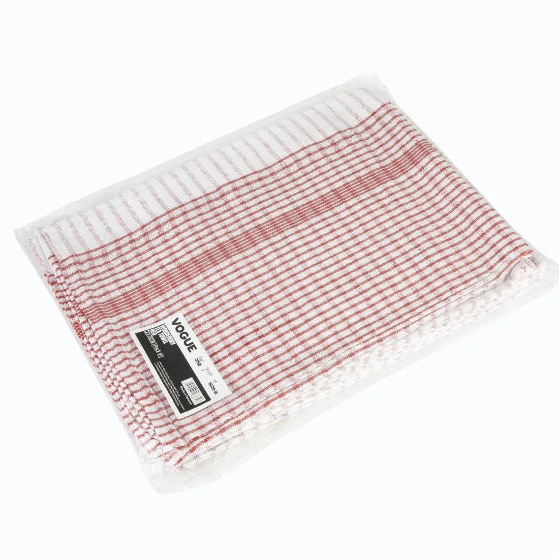 CC595 Vogue Wonderdry Red Tea Towels (Pack of 10) - JD Catering Equipment Solutions Ltd