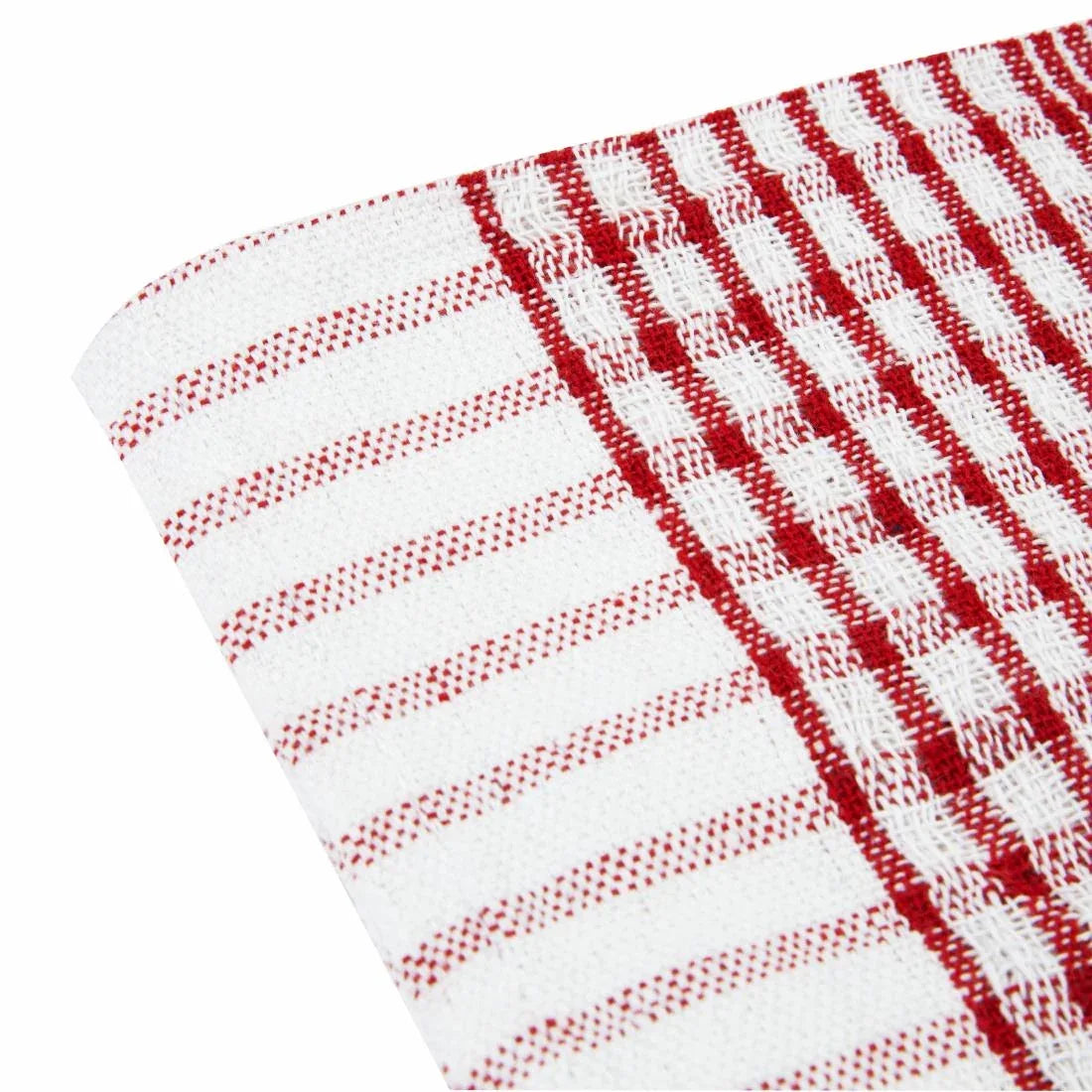 CC595 Vogue Wonderdry Red Tea Towels (Pack of 10) - JD Catering Equipment Solutions Ltd