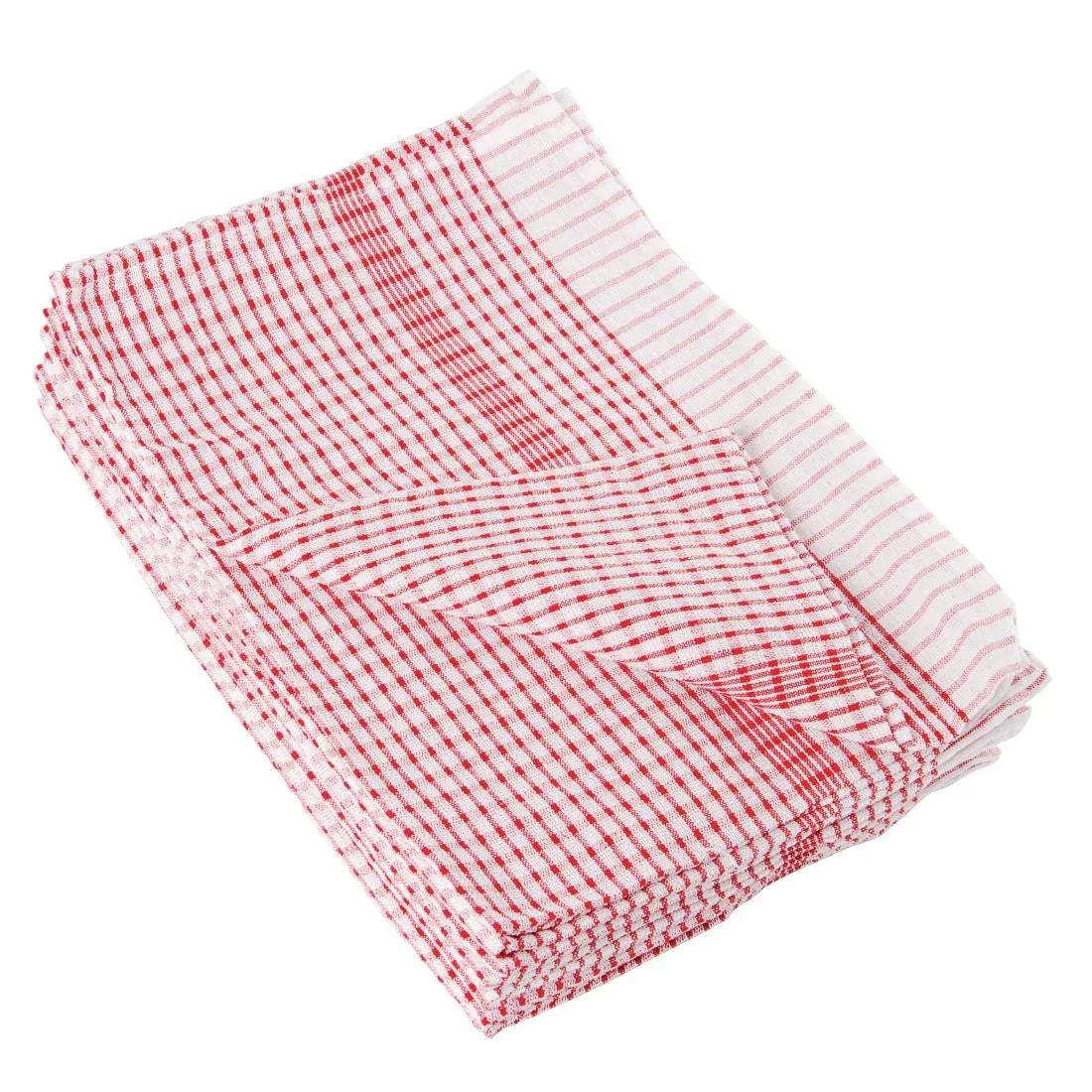CC595 Vogue Wonderdry Red Tea Towels (Pack of 10) - JD Catering Equipment Solutions Ltd