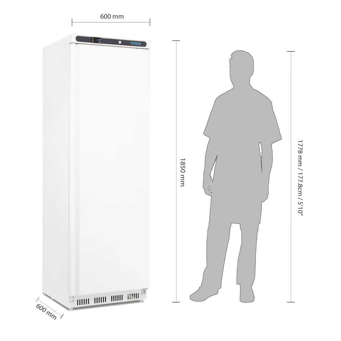 CD613 Polar C-Series Upright Freezer White 365Ltr - CD613