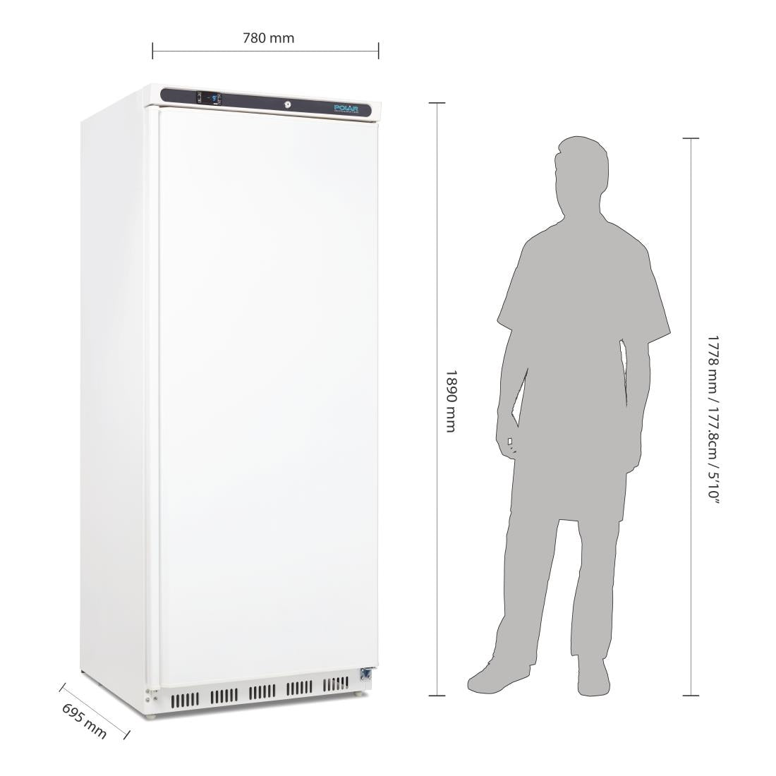 CD615 Polar C-Series Upright Freezer White 600Ltr