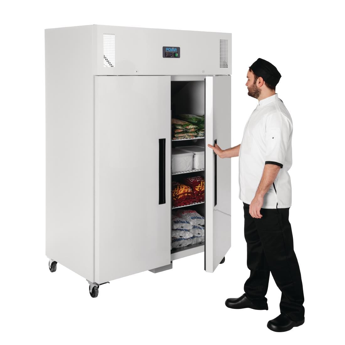 CD616 Polar G-Series Upright Double Door Freezer 1200Ltr White