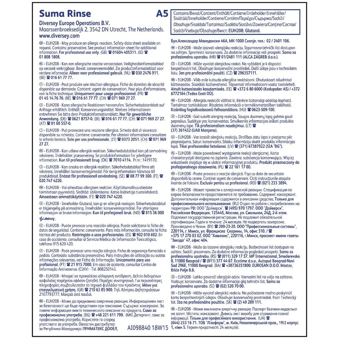 CD768 Suma A5 Warewasher Rinse Aid Concentrate 5Ltr (2 Pack) - JD Catering Equipment Solutions Ltd
