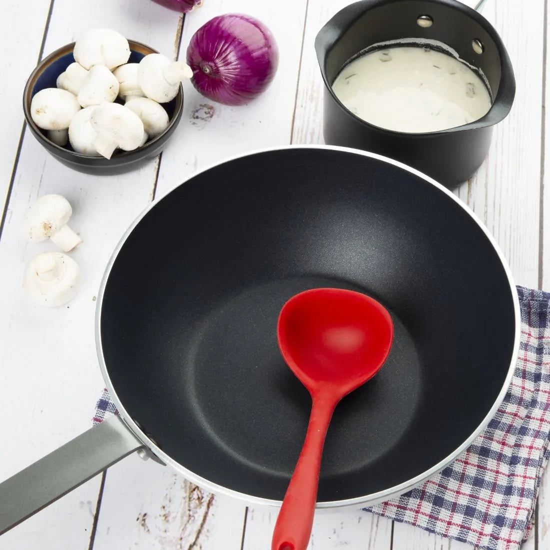 CE165 Vogue Non Stick Teflon Platinum Wok 300mm - JD Catering Equipment Solutions Ltd