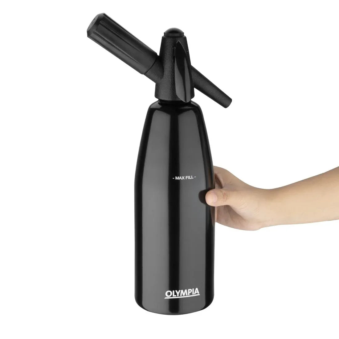 CE341 Olympia Soda Siphon Black 1L - JD Catering Equipment Solutions Ltd