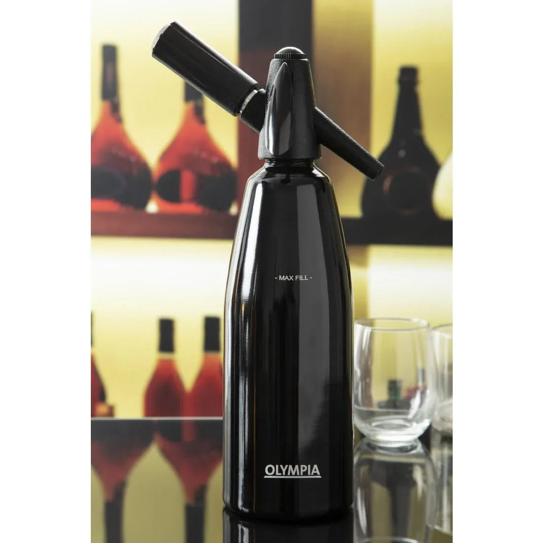 CE341 Olympia Soda Siphon Black 1L - JD Catering Equipment Solutions Ltd