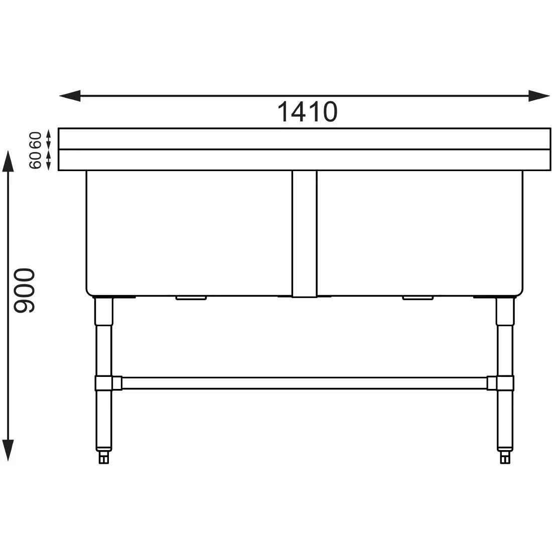 CF406 Vogue Double Deep Pot Sink - JD Catering Equipment Solutions Ltd