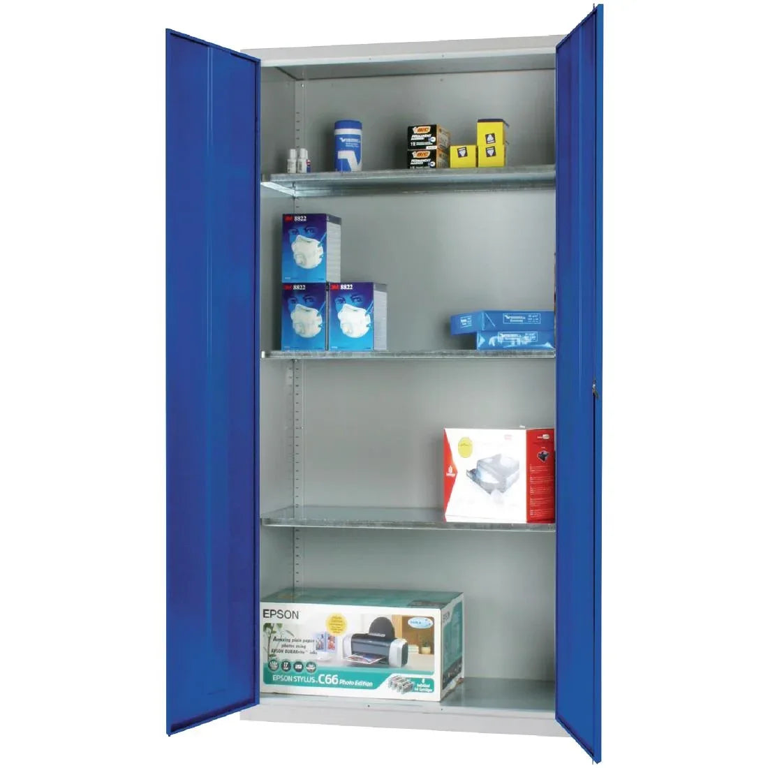CF802 Standard Cupboard 3 Shelves Blue Doors - JD Catering Equipment Solutions Ltd