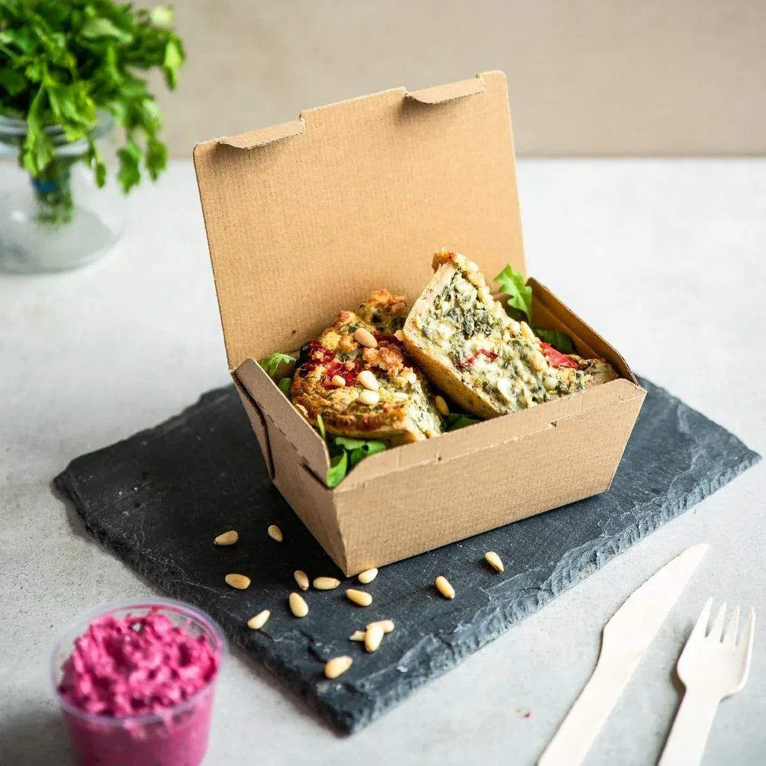 CF885 Vegware Compostable Microflute Takeaway Box 6x5" (Pack 300) - JD Catering Equipment Solutions Ltd