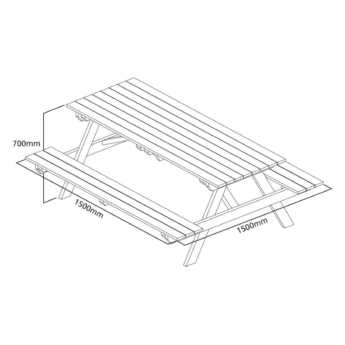 CG095 Rowlinson Wooden Picnic Bench 5ft 1500mm - JD Catering Equipment Solutions Ltd