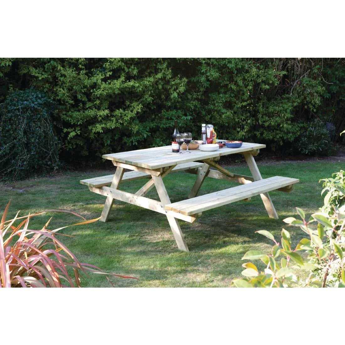 CG095 Rowlinson Wooden Picnic Bench 5ft 1500mm - JD Catering Equipment Solutions Ltd