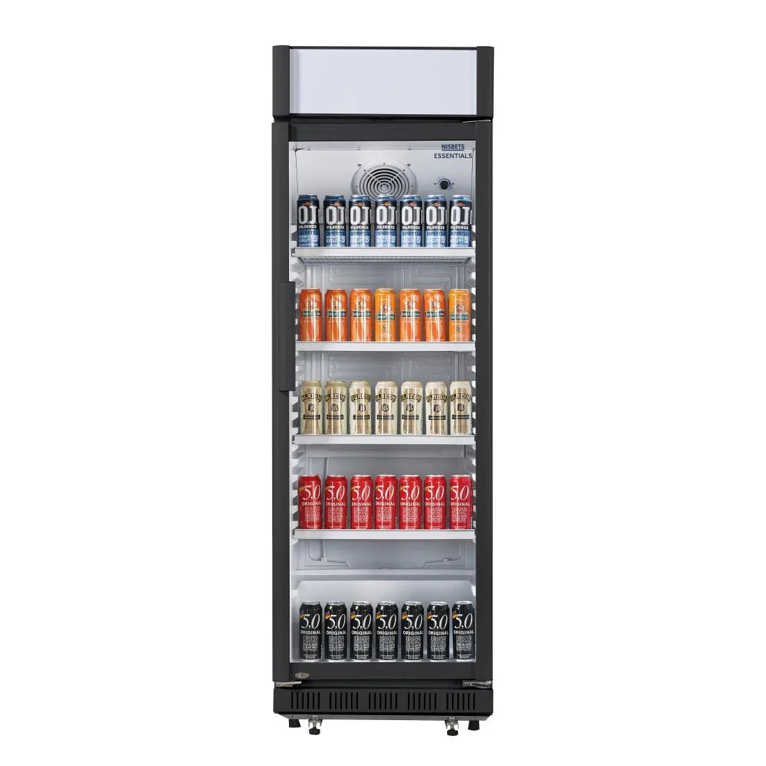 CJ794 Nisbets Essentials Upright Display Cooler with Light Box 346Ltr CJ794 - JD Catering Equipment Solutions Ltd