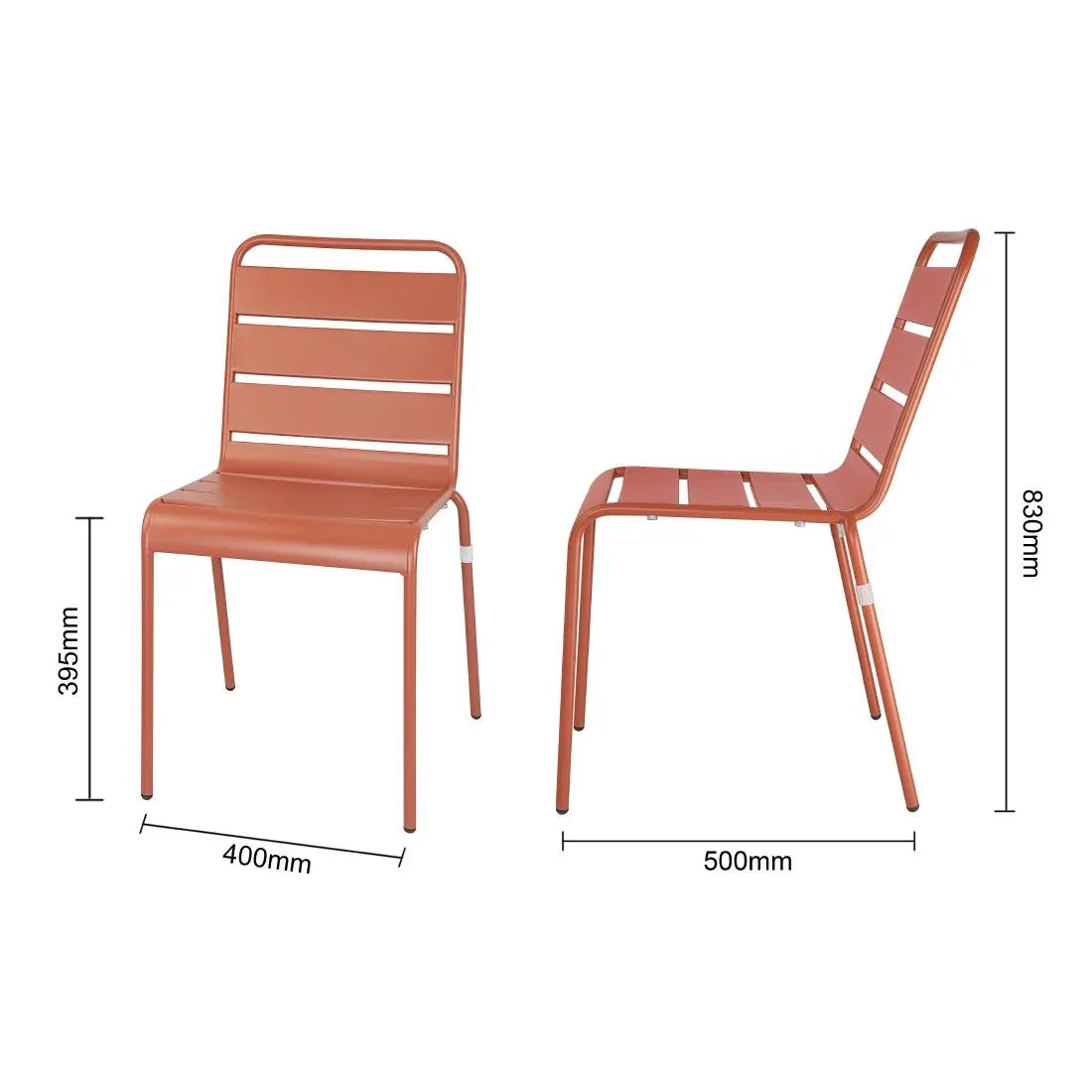 CK063 Bolero Terracotta Slatted Steel Side Chairs (Pack of 4) - JD Catering Equipment Solutions Ltd
