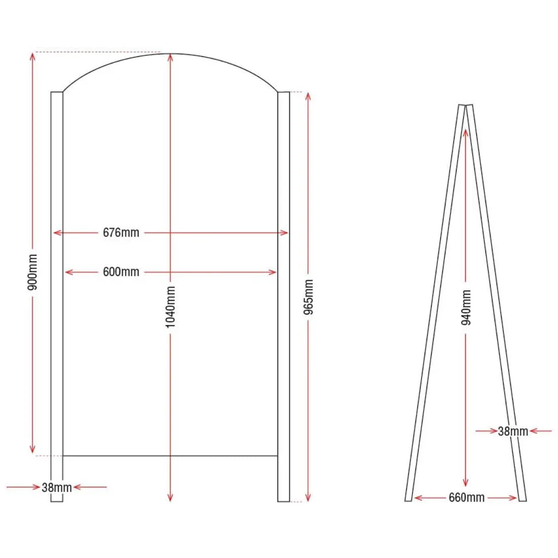 CL009 Olympia Metal Framed Pavement Board 1025 x 675mm - JD Catering Equipment Solutions Ltd