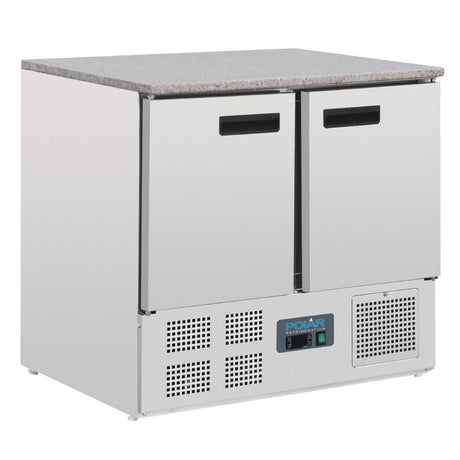 CL108 Polar G-Series Double Door Counter Fridge with Granite Work Top 240Ltr