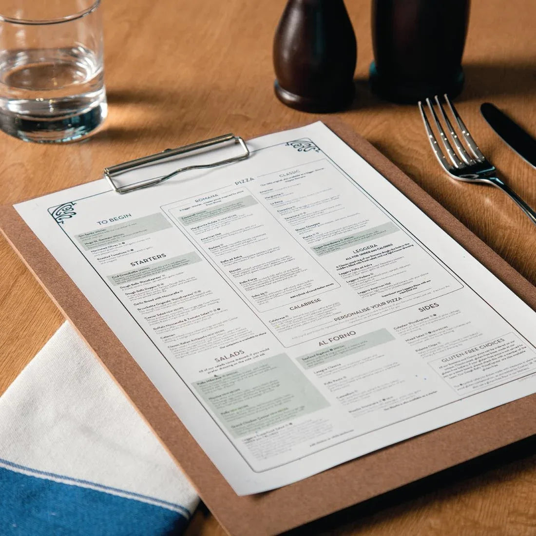 CL174 Olympia Menu Presentation Clipboard A4 - JD Catering Equipment Solutions Ltd