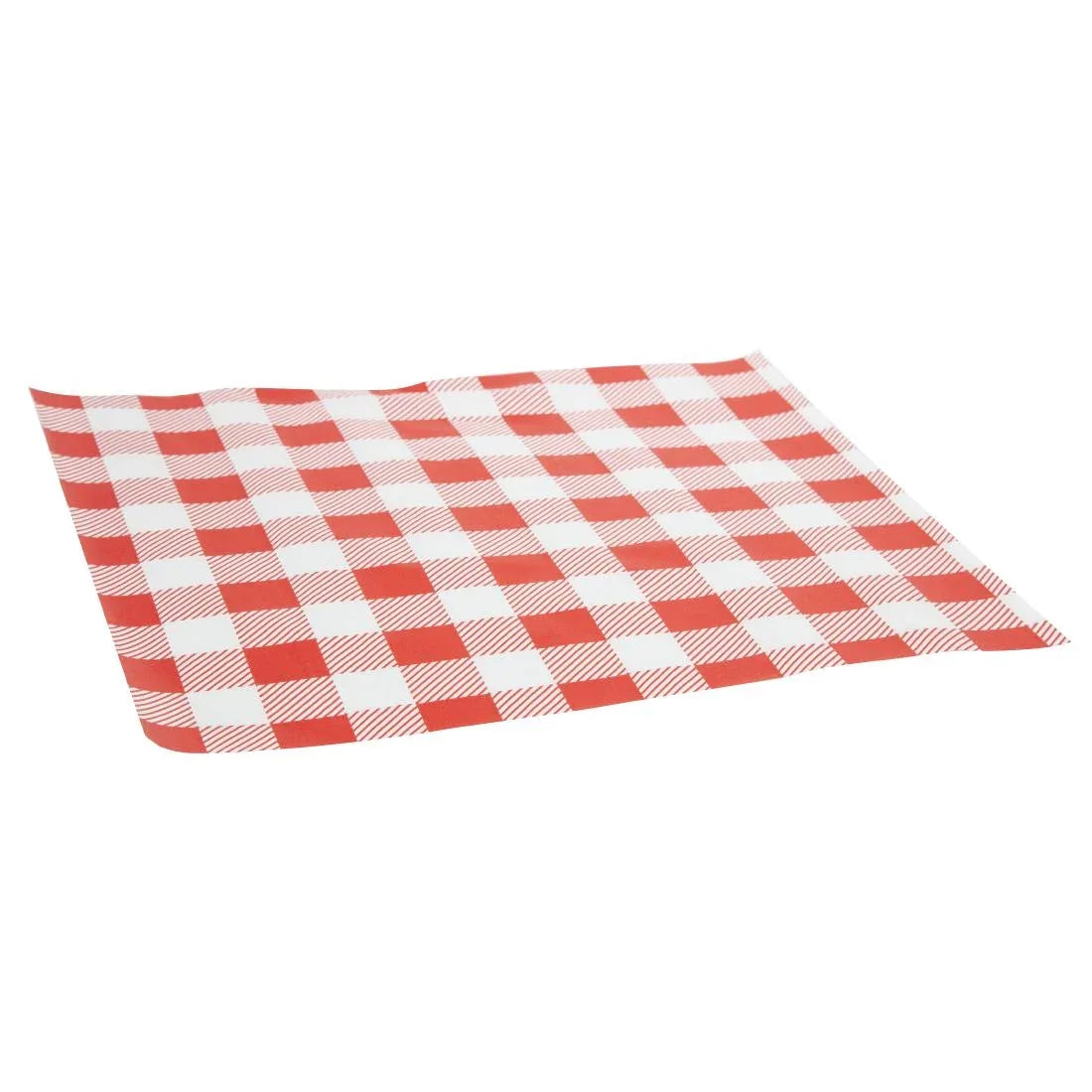 HY781 Fiesta Compostable Red Gingham Greaseproof Sheets - 310x190mm (Pack 200)