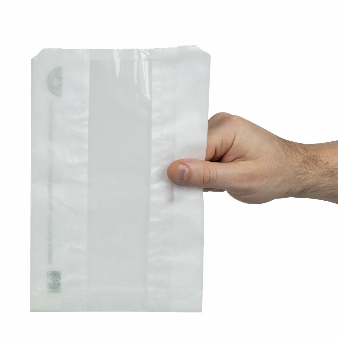 Vegware Compostable Glassine Hot Food Bags With NatureFlex Window Large ( 500 Pack)