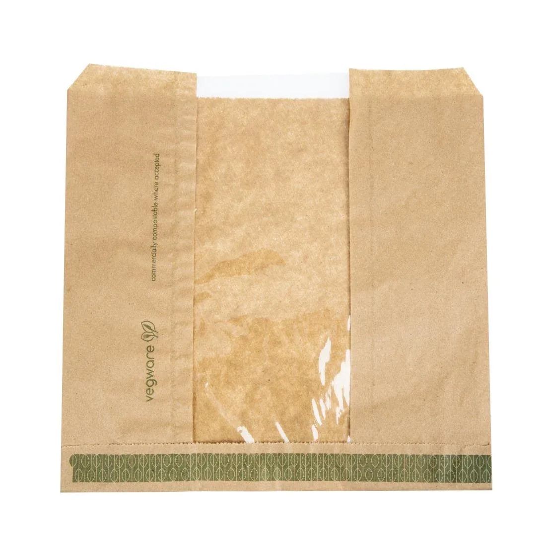 CL741 Vegware Compostable Kraft Sandwich Bags with NatureFlex Window Small (Pack of 1000) - JD Catering Equipment Solutions Ltd