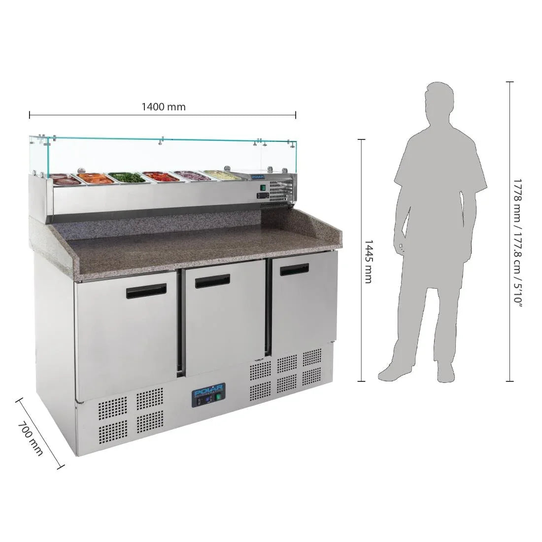 CN267 Polar G-Series Pizza Prep Counter Fridge 368Ltr - JD Catering Equipment Solutions Ltd