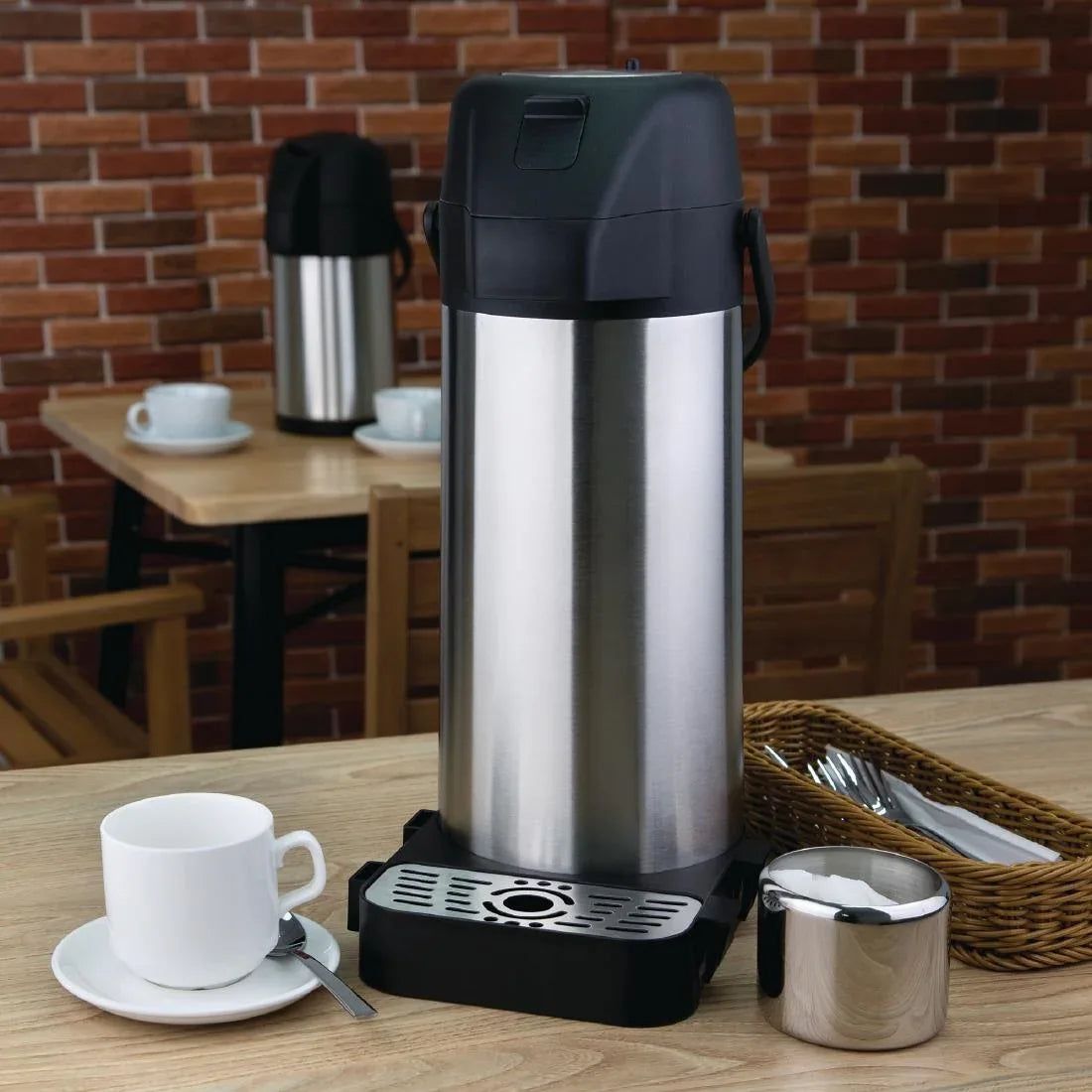 CN641 Olympia Stainless Steel Topped Pump Action Airpot 3Ltr - JD Catering Equipment Solutions Ltd