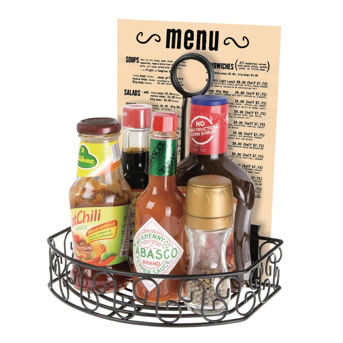 CN851 Olympia Wire Condiment Holder With Menu Clip