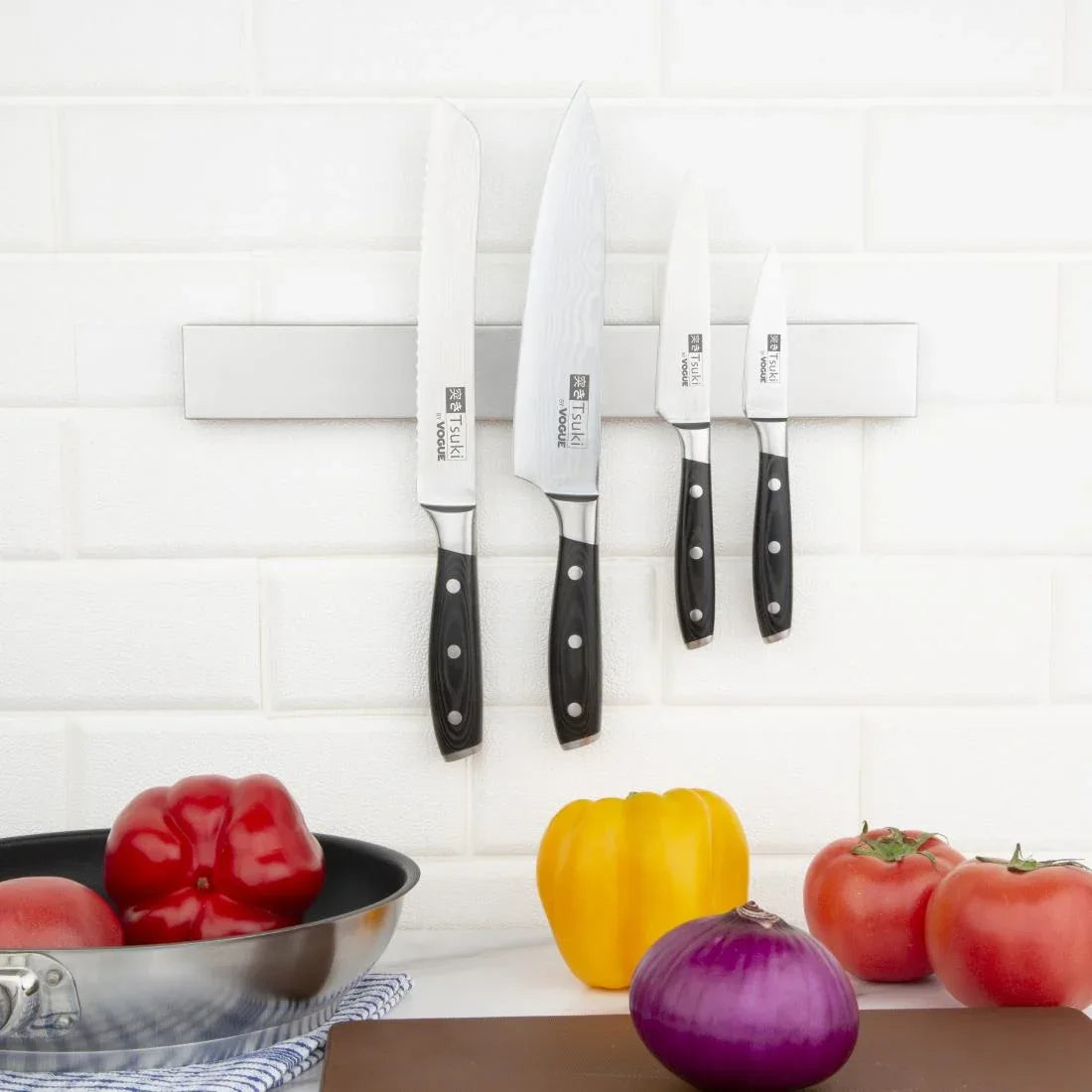 CP118 Vogue Stainless Steel Magnetic Knife Rack 450mm - JD Catering Equipment Solutions Ltd
