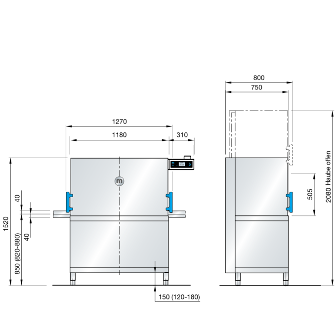 Meiko M-iClean HXL Twin Basket 2 x 500mm Rack Dishwasher