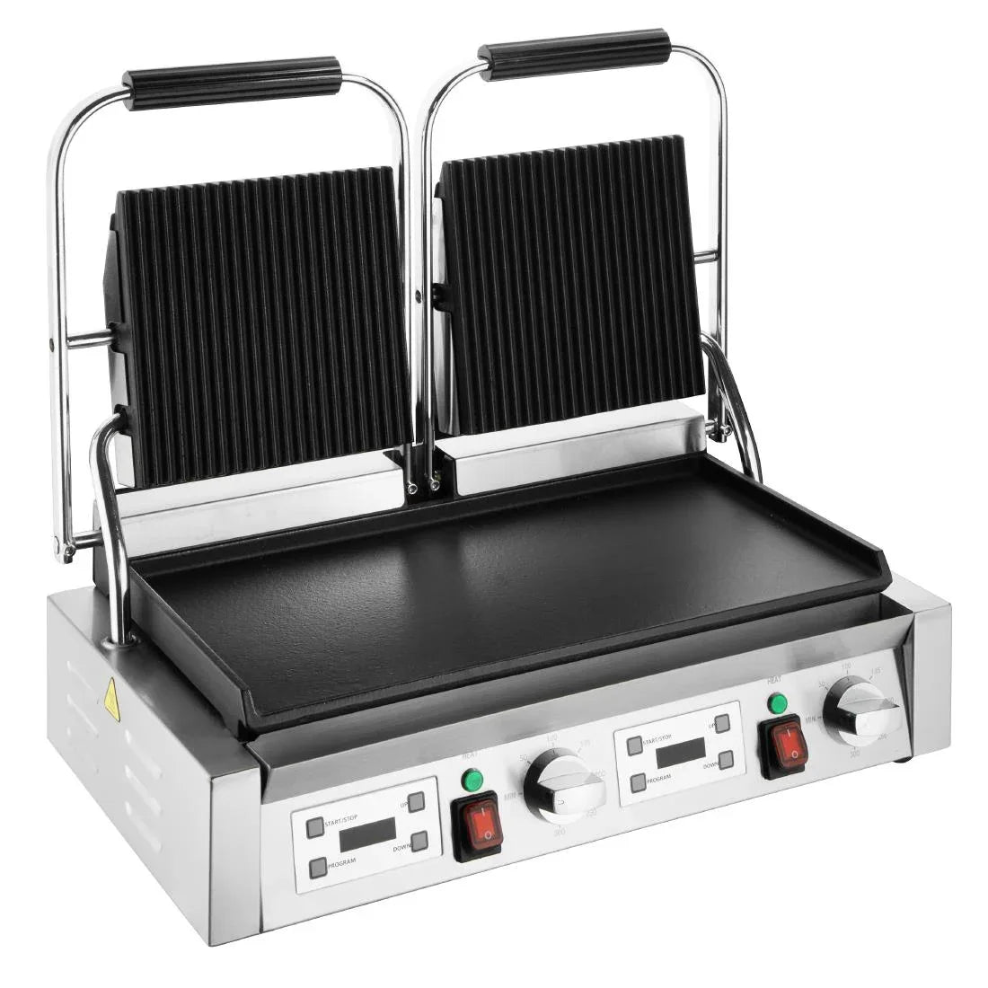 CU612 - Buffalo Double Contact Grill Flat Base Ribbed Top Plate
