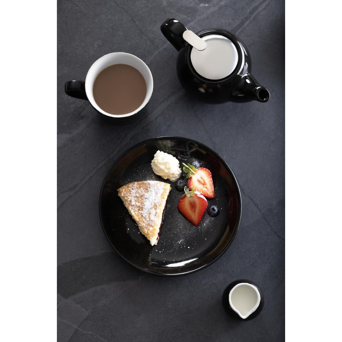 CU950 Olympia Cafe Coupe Plate Black - 200mm 8" (Pack of 12)