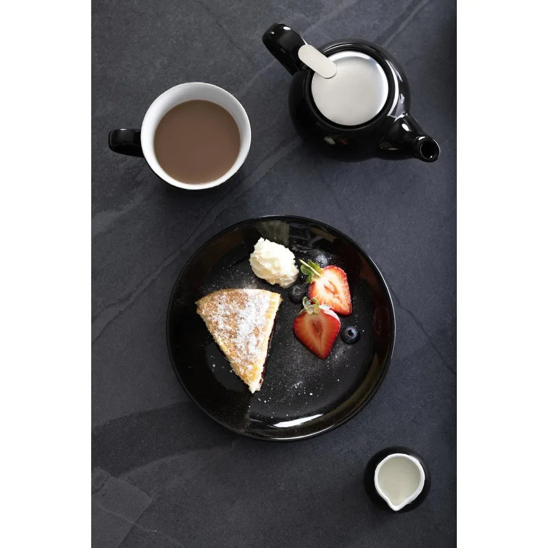 CU950 Olympia Cafe Coupe Plate Black - 200mm 8" (Pack of 12) - JD Catering Equipment Solutions Ltd