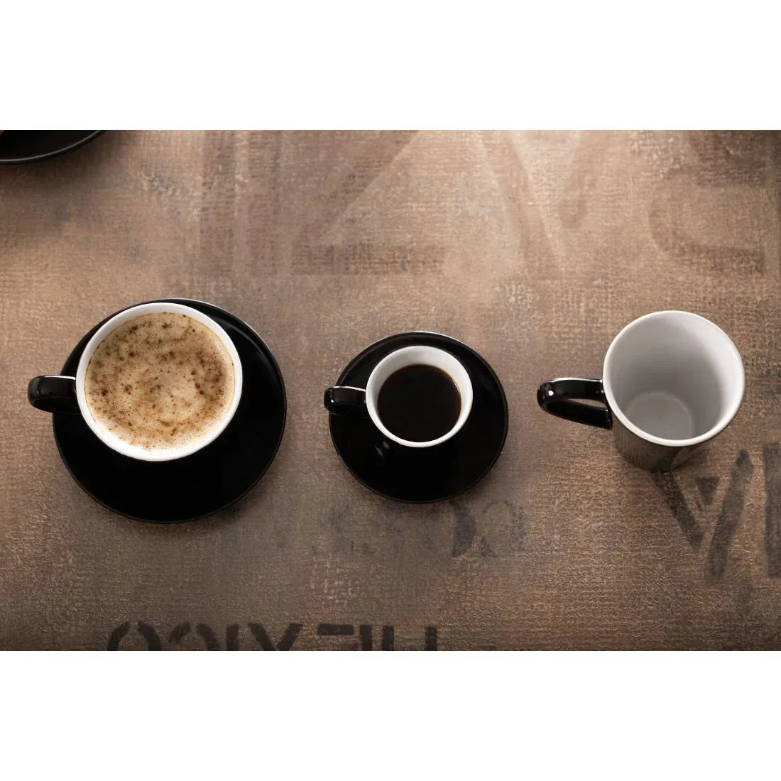 CU961 Olympia Cafe Flat White Cup Black - 170ml (Pack of 12) - JD Catering Equipment Solutions Ltd