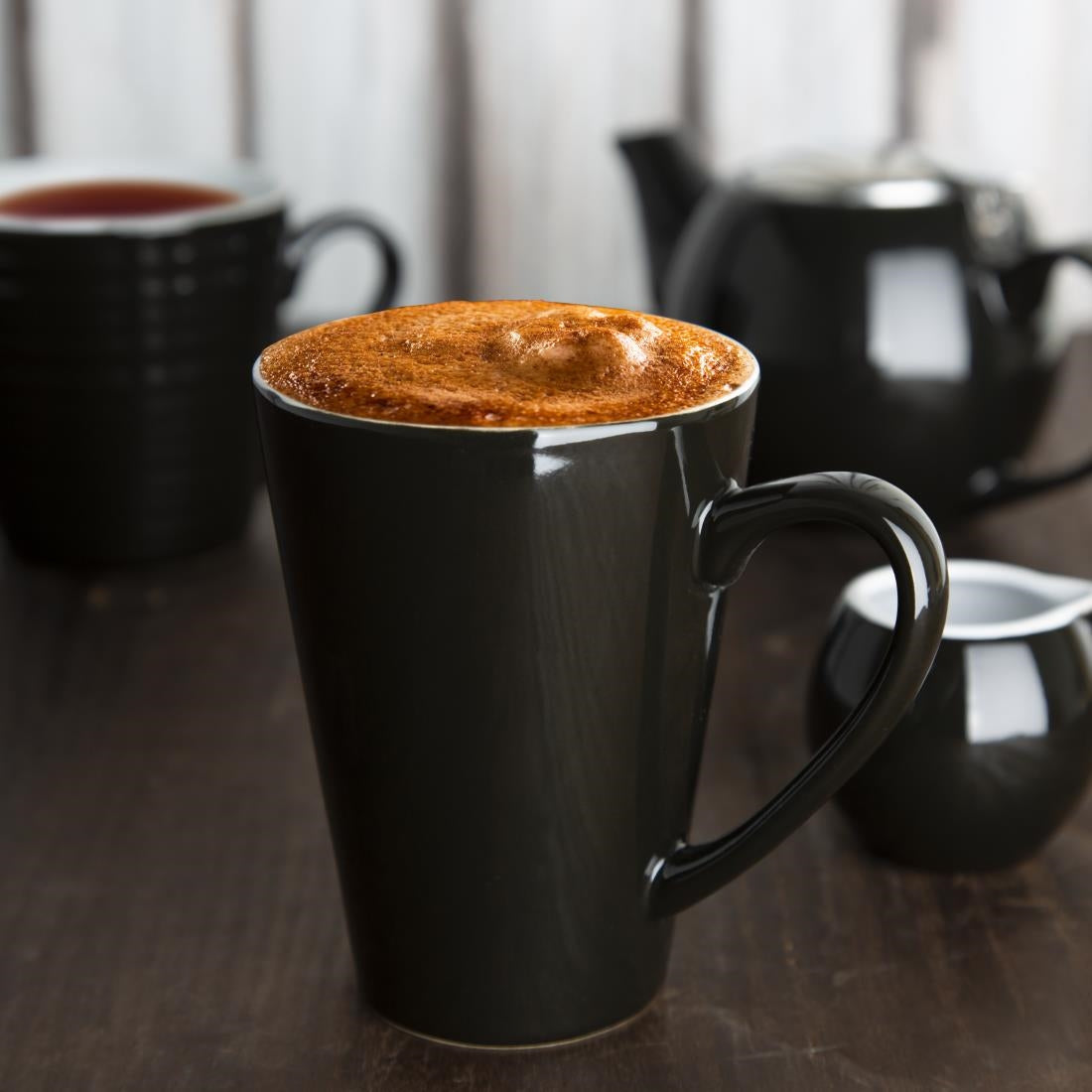 CU957 Olympia Cafe Latte Cup Black - 340ml 11.5fl oz (Pack of 12)