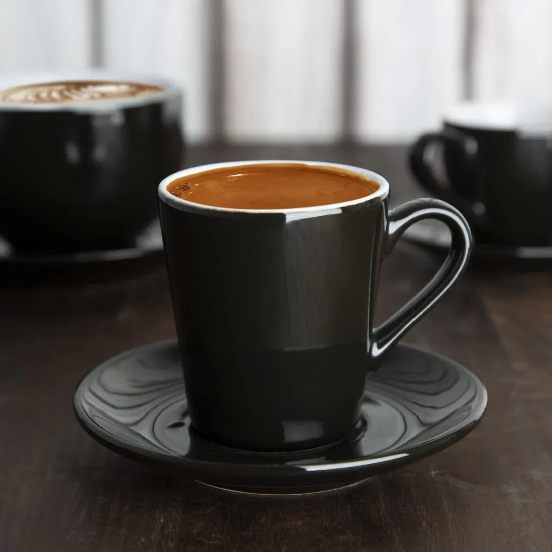 CU961 Olympia Cafe Flat White Cup Black - 170ml (Pack of 12) - JD Catering Equipment Solutions Ltd
