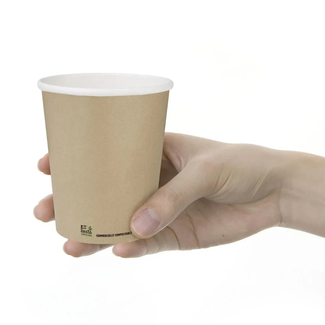 CU980 Fiesta Compostable Coffee Cups Single Wall 8oz (Pack of 1000)
