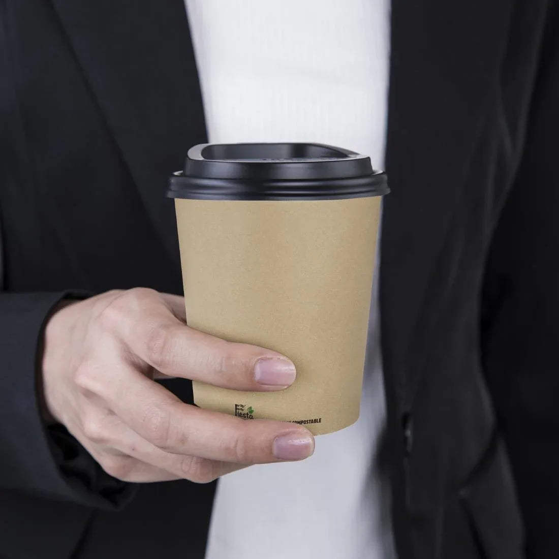 CU981 Fiesta Compostable Coffee Cups Single Wall 8oz (Pack of 50) - JD Catering Equipment Solutions Ltd