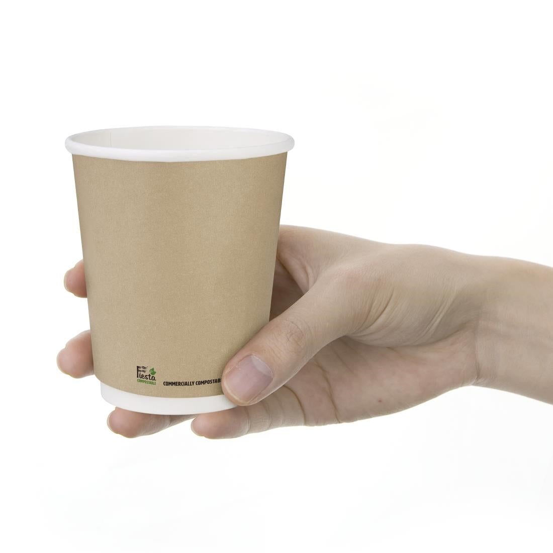 CU985 Fiesta Compostable Coffee Cups Double Wall 227ml / 8oz (Pack of 25)