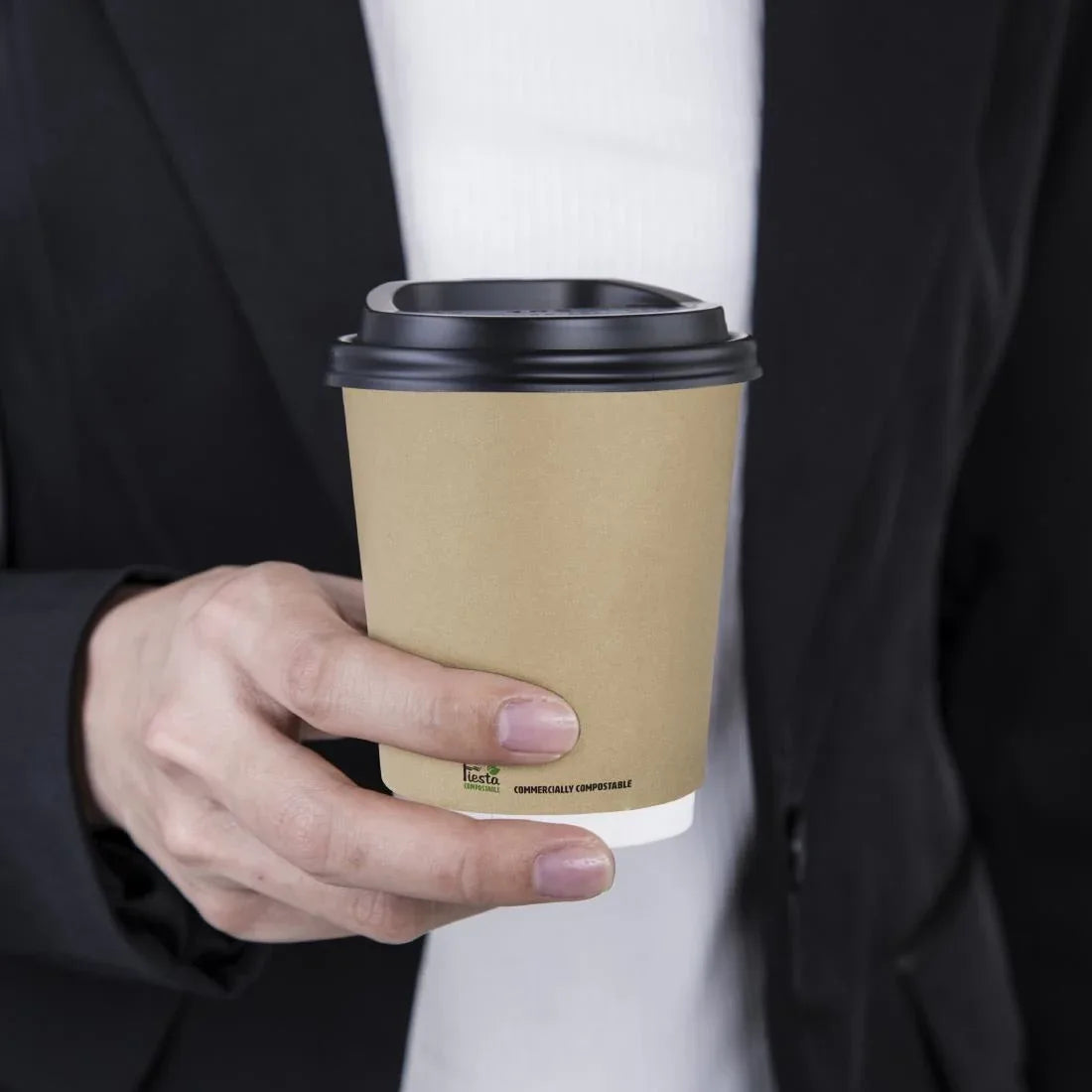 CU985 Fiesta Compostable Coffee Cups Double Wall 227ml / 8oz (Pack of 25) - JD Catering Equipment Solutions Ltd
