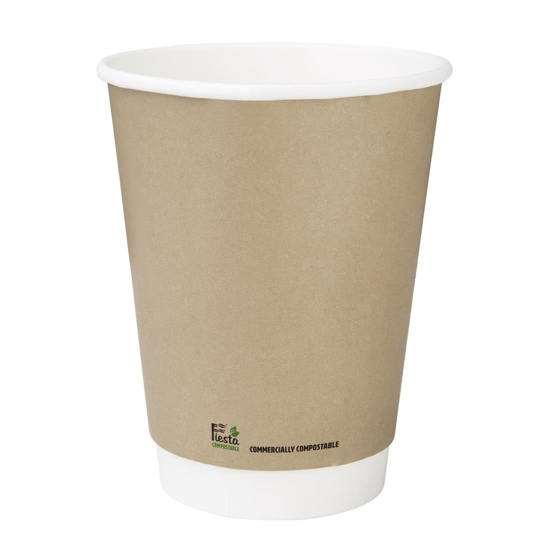 CU986 Fiesta Compostable Coffee Cups Double Wall 340ml 12oz (Pack of 500)