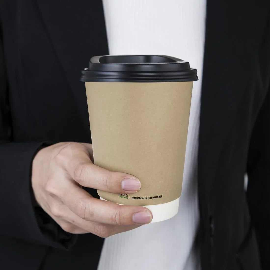 CU986 Fiesta Compostable Coffee Cups Double Wall 340ml 12oz (Pack of 500) - JD Catering Equipment Solutions Ltd