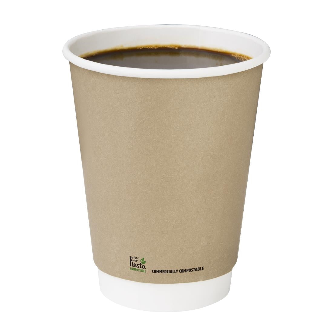 CU987 Fiesta Compostable Coffee Cups Double Wall 340ml 12oz (Pack of 25)
