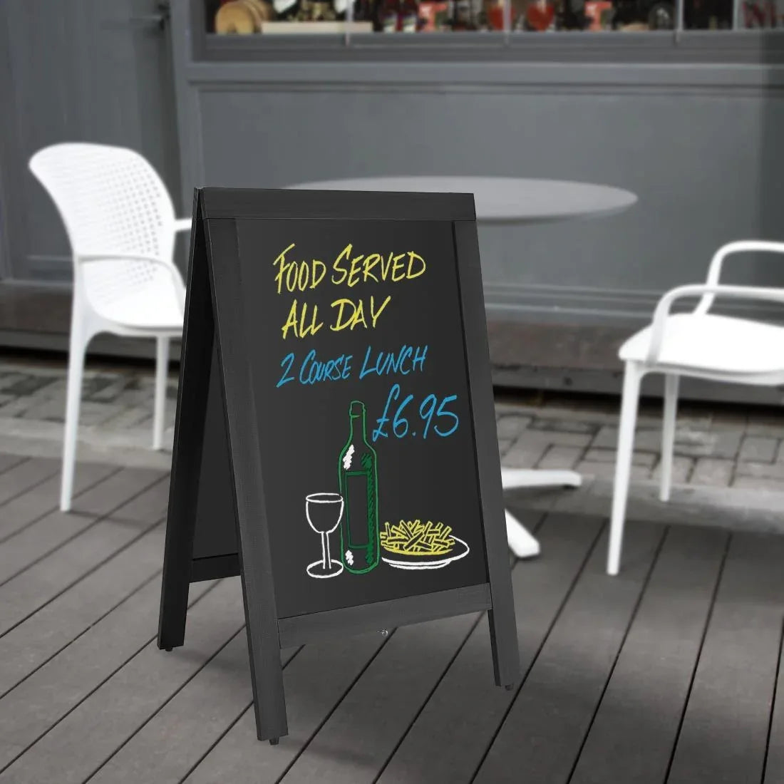 CU992 Olympia Pavement Board Black Wooden Frame 500x850mm - JD Catering Equipment Solutions Ltd