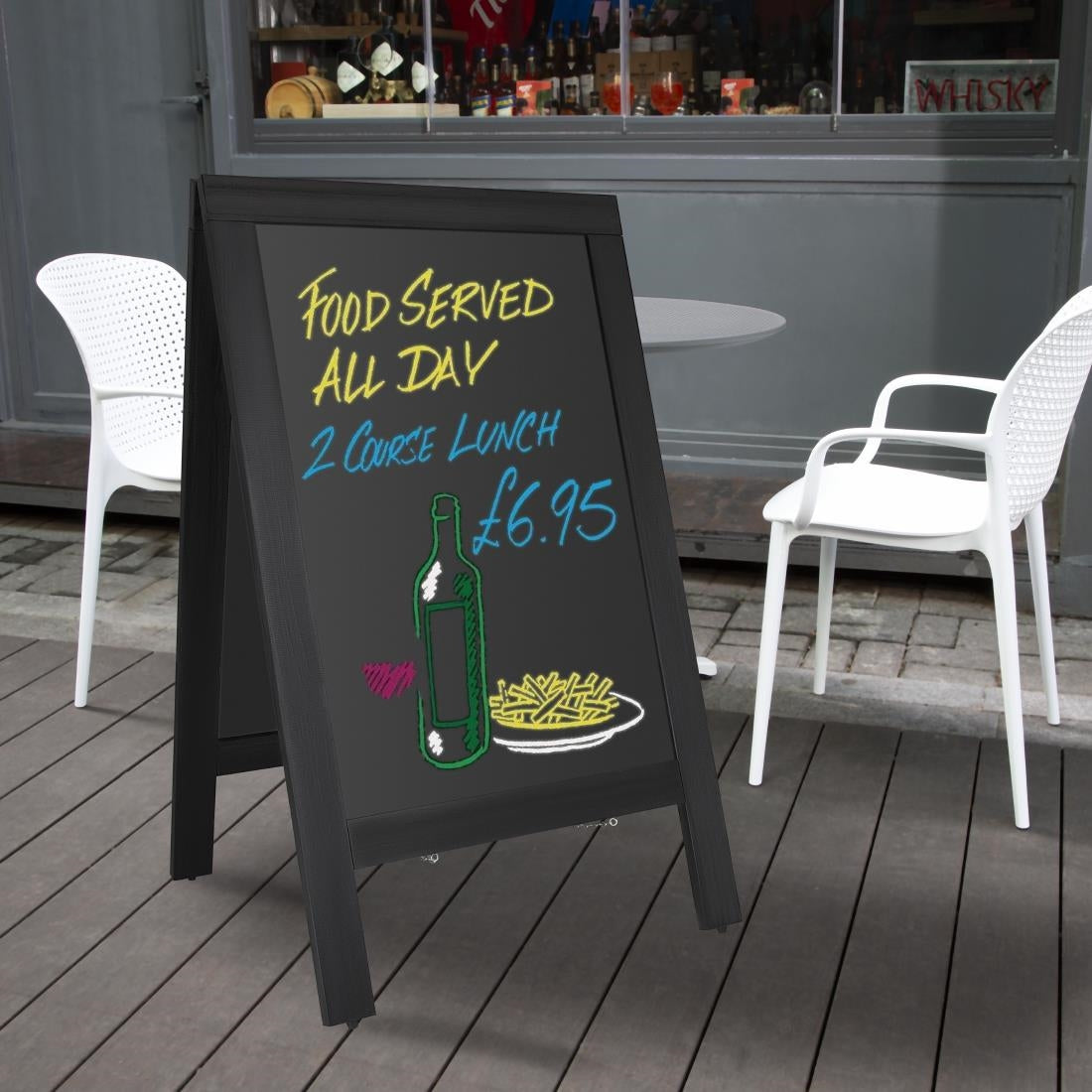 CU993 Olympia Pavement Board Black Wooden Frame 700x1200mm