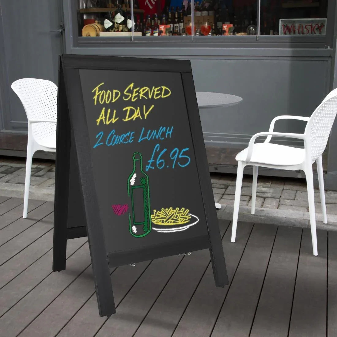 CU993 Olympia Pavement Board Black Wooden Frame 700x1200mm - JD Catering Equipment Solutions Ltd