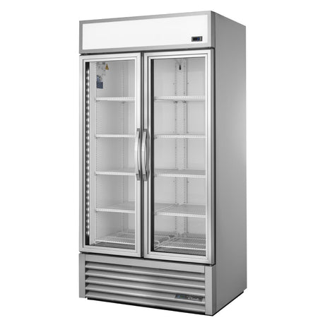 CW389 True 2 Glass Door 991L Upright Display Fridge Aluminium GDM-35HC-TSL01