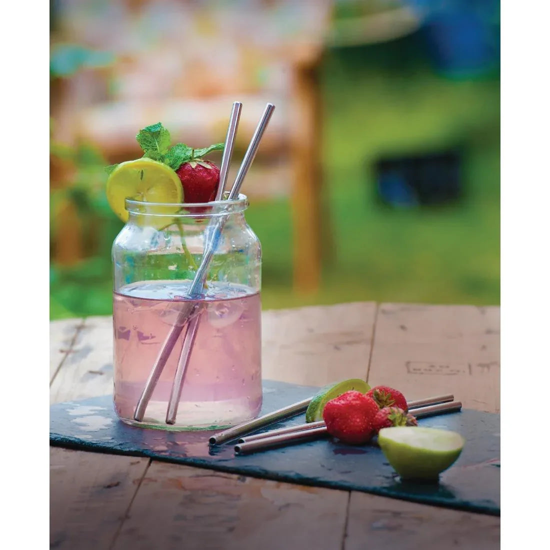 CW490 Beaumont Stainless Steel Metal Straws 8.5" (Pack of 25)