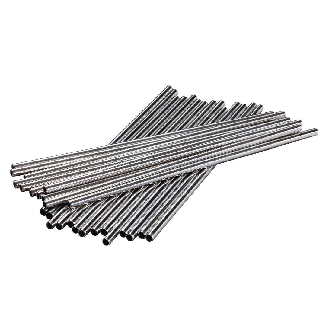 CW490 Beaumont Stainless Steel Metal Straws 8.5" (Pack of 25)